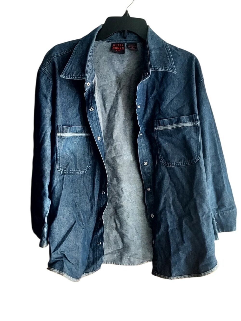 Quizz Woman Dark Denim Button-Up Shirt Jacket